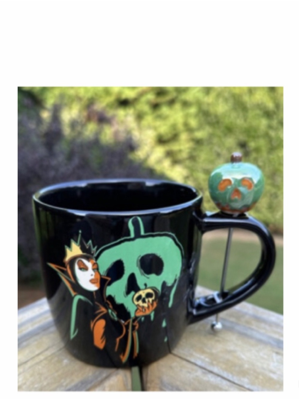 NEW Disney Villains Halloween Mug Evil Queen With Poison Apple Stir Stick